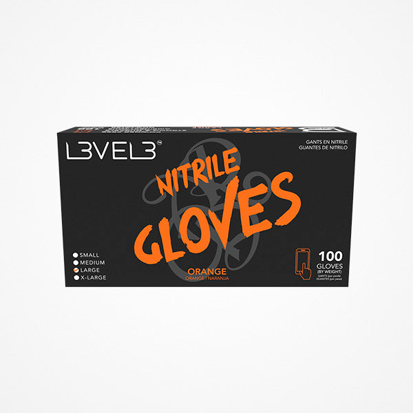 Guantes de Nitrilo Naranja Talla L · Caja 100 uds · Level 3